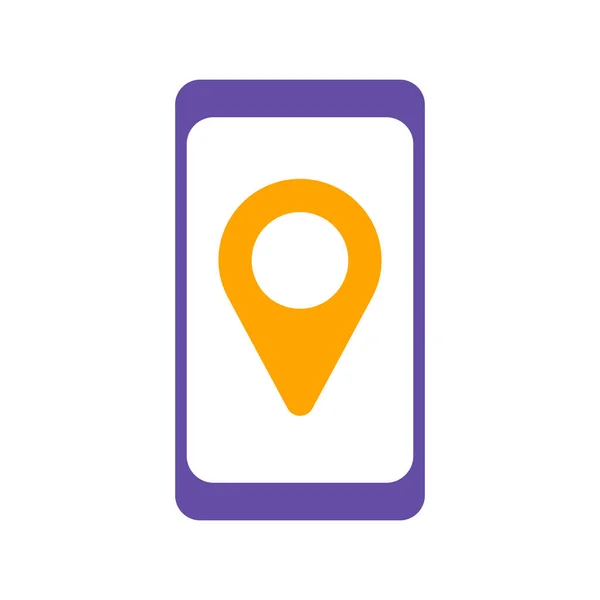 Smartphone Avec Style Localisation Broche Glyphe Icône Vecteur Panneau Navigation — Image vectorielle