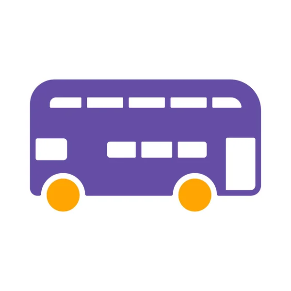 Çift Katlı Otobüs Düz Vektör Sembolü Seyahat Turizm Web Sitesi — Stok Vektör