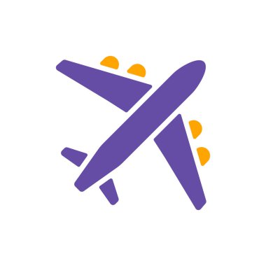 Uçak ya da düzlem düz vektör sembolü. Seyahat ve turizm web sitesi ve uygulama tasarımı, logo, uygulama, UI için grafik sembolü