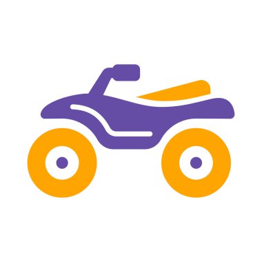 ATV sürücüsü, Dörtlü bisiklet düz vektör sembolü. Seyahat ve turizm web sitesi ve uygulama tasarımı, logo, uygulama, UI için grafik sembolü