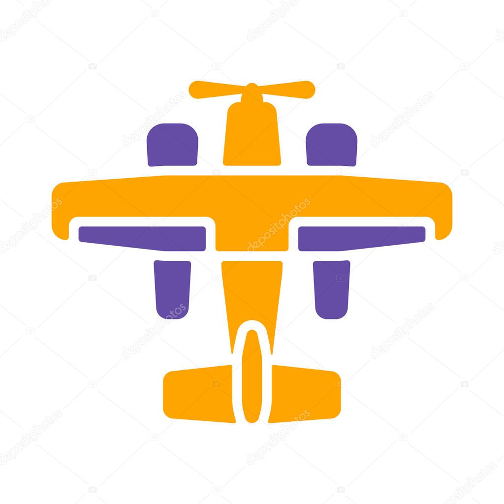 Small amphibian seaplane, plane flat vector glyph icon. Graph symbol for travel and tourism web site and apps design, logo, app, UI