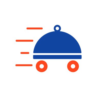 Bulaşık vektörü sembollü yemek teslimatı. Teslimat tabelası. Yemek pişirme web sitesi ve uygulama tasarımı, logo, uygulama, UI için grafik sembolü