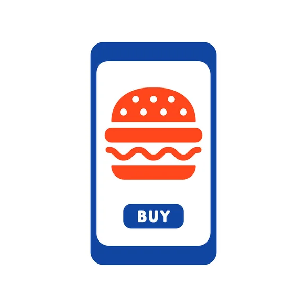Service Livraison Restauration Rapide Icône Glyphe Vectoriel Burger Application Mobile — Image vectorielle