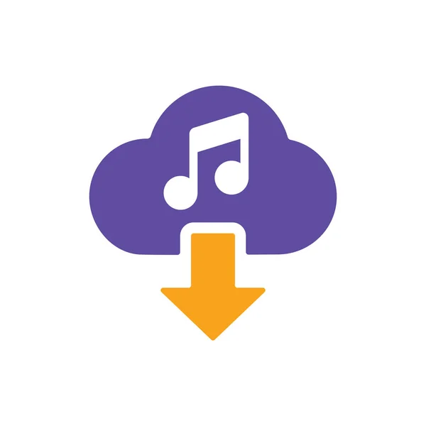 Cloud Télécharger Icône Musique Icône Vectorielle Glyphe Icône Panneau Musical — Image vectorielle