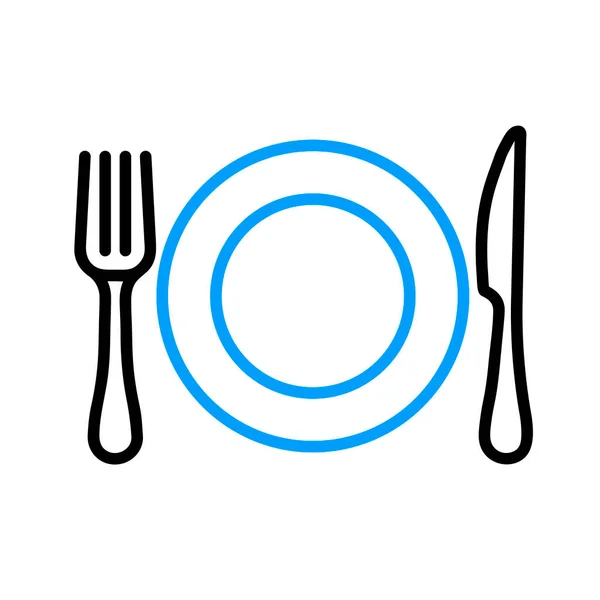 Dinner Plate Knife Fork Vector Icon Grafický Symbol Pro Vaření — Stockový vektor