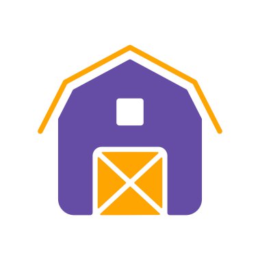 Ahır kabartma simgesi. Çiftlik hayvanı işareti. Web sitenizin tasarımı için grafik sembolü, logo, uygulama, UI. Vektör illüstrasyonu