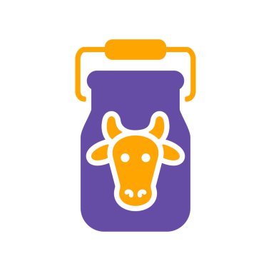 Süt kabı simgesi için kutu. Çiftlik hayvanı işareti. Web sitenizin tasarımı için grafik sembolü, logo, uygulama, UI. Vektör illüstrasyonu