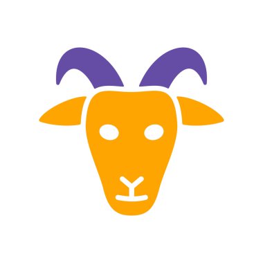 Keçi sembolü simgesi. Hayvan kafası. Çiftlik işareti. Web sitenizin tasarımı için grafik sembolü, logo, uygulama, UI. Vektör illüstrasyonu