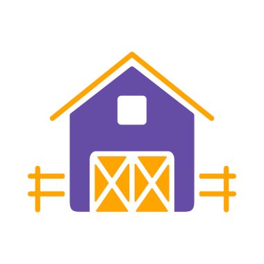 Ahır kabartma simgesi. Çiftlik hayvanı işareti. Web sitenizin tasarımı için grafik sembolü, logo, uygulama, UI. Vektör illüstrasyonu