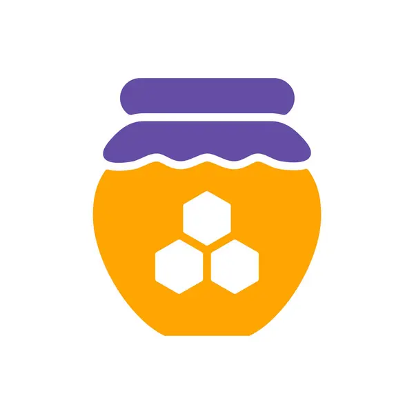 蜂蜜のグリフのアイコンを持つジャー 動物園の看板 ウェブサイトのデザイン アプリ Uiのグラフシンボル ベクターイラスト — ストックベクタ