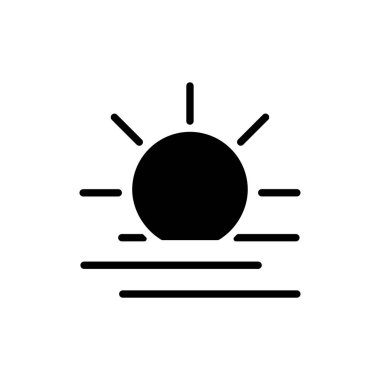 Yaz güneşi ısı vektör sembolü. Meteoroloji işareti. Seyahat, turizm ve hava durumu web sitesi ve uygulama tasarımı, logo, uygulama, UI için grafik sembolü