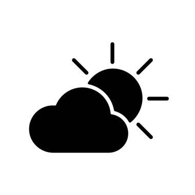 Güneş ve bulut vektör simgesi. Meteoroloji işareti. Seyahat, turizm ve hava durumu web sitesi ve uygulama tasarımı, logo, uygulama, UI için grafik sembolü