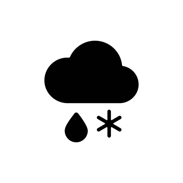 Wolk Met Sneeuw Regen Vector Glyph Pictogram Meteorologisch Teken Grafiek — Stockvector