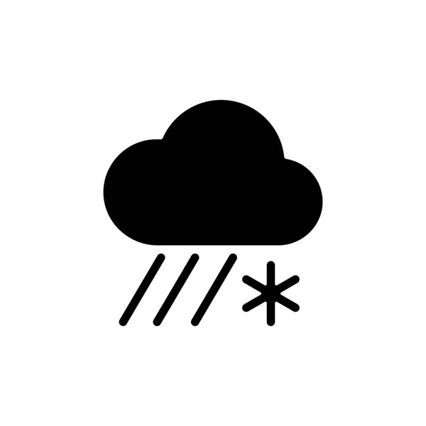 Regnmoln Med Snö Vektor Glyf Ikon Meteorologiska Tecken Diagram Symbol — Stock vektor