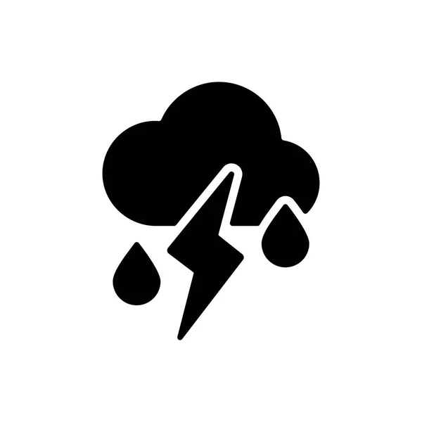 Wolke Mit Herbstregen Und Blitz Vektor Glyphen Symbol Meteorologisches Zeichen — Stockvektor