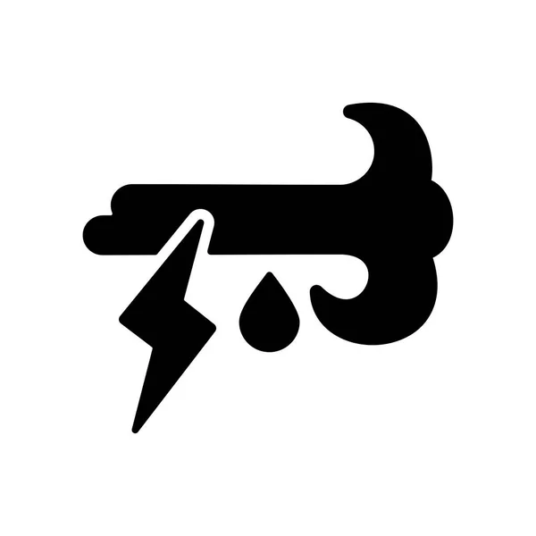 Wind Regen Blitz Vektor Glyphen Symbol Meteorologisches Zeichen Grafiksymbol Für — Stockvektor