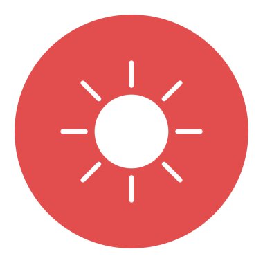 Güneş vektör simgesi. İyi havanın sembolü. Meteoroloji işareti. Seyahat, turizm ve hava durumu web sitesi ve uygulama tasarımı, logo, uygulama, UI için grafik sembolü