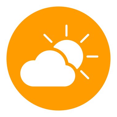 Güneş ve bulut vektör simgesi. Meteoroloji işareti. Seyahat, turizm ve hava durumu web sitesi ve uygulama tasarımı, logo, uygulama, UI için grafik sembolü