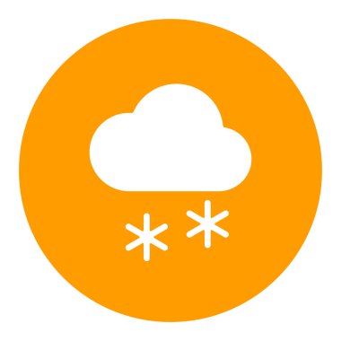 Kar vektörü sembollü bulut. Meteoroloji işareti. Seyahat, turizm ve hava durumu web sitesi ve uygulama tasarımı, logo, uygulama, UI için grafik sembolü