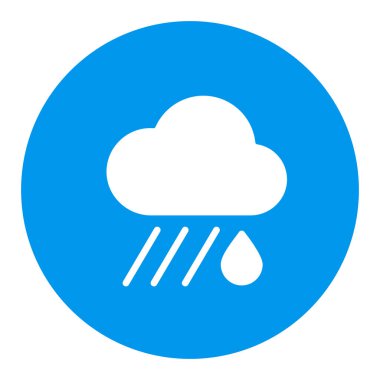 Yağmur damlası vektör sembollü yağmur bulutu. Meteoroloji işareti. Seyahat, turizm ve hava durumu web sitesi ve uygulama tasarımı, logo, uygulama, UI için grafik sembolü