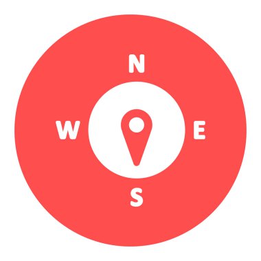 Pusula rüzgar gül vektör simgesi. Güneye doğru. Meteoroloji işareti. Seyahat, turizm ve hava durumu web sitesi ve tasarım, logo, uygulama, UI için grafik sembolü