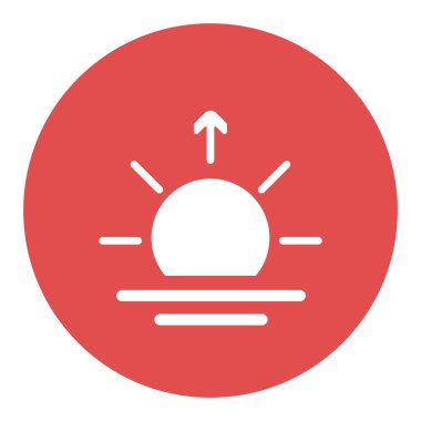 Gündoğumu vektör simgesi. Meteoroloji işareti. Seyahat, turizm ve hava durumu web sitesi ve uygulama tasarımı, logo, uygulama, UI için grafik sembolü