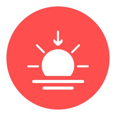 Günbatımı vektör simgesi. Meteoroloji işareti. Seyahat, turizm ve hava durumu web sitesi ve uygulama tasarımı, logo, uygulama, UI için grafik sembolü