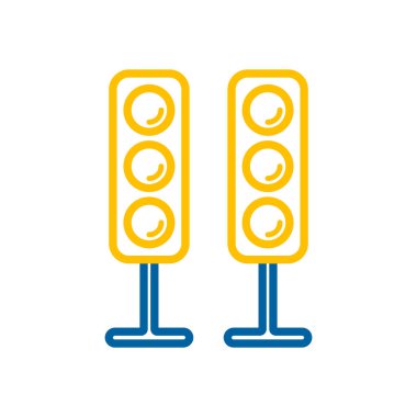 Ses sistemi hoparlörü vektör simgesi. Ses için üç hoparlörü olan akustik hoparlörler