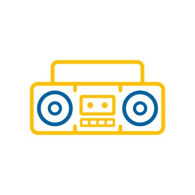 Seksenlerin vektör ikonundan teyp teyp retro tasarımı. Müzik ve ses web sitesi için grafik sembolü ve uygulama tasarımı, logo, uygulama, UI