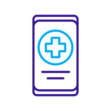 Tıbbi çapraz vektör ikonlu akıllı telefon. İlaç ve tıbbi destek işareti. Tıbbi web sitesi ve uygulama tasarımı için grafik sembolü, logo, uygulama, UI