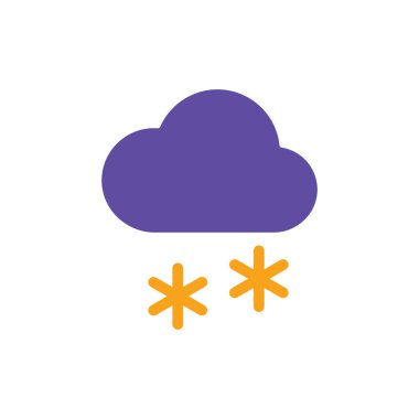 Kar vektörü sembollü bulut. Meteoroloji işareti. Seyahat, turizm ve hava durumu web sitesi ve uygulama tasarımı, logo, uygulama, UI için grafik sembolü