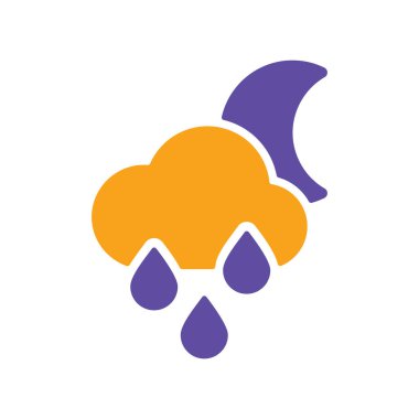 Yağmur damlalı yağmur bulutu vektör sembolü. Meteoroloji işareti. Seyahat, turizm ve hava durumu web sitesi ve uygulama tasarımı, logo, uygulama, UI için grafik sembolü