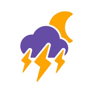 Ay fırtınası bulut vektör simgesi. Yağmur fırtınası sembolü. Meteoroloji işareti. Seyahat, turizm ve hava durumu web sitesi ve uygulama tasarımı, logo, uygulama, UI için grafik sembolü