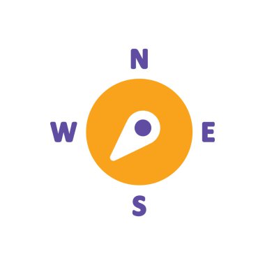 Pusula rüzgar gül vektör simgesi. Güneybatıya doğru. Meteoroloji işareti. Seyahat, turizm ve hava durumu web sitesi ve tasarım, logo, uygulama, UI için grafik sembolü