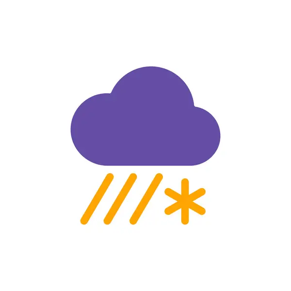 Regnmoln Med Snö Vektor Glyf Ikon Meteorologiska Tecken Diagram Symbol — Stock vektor