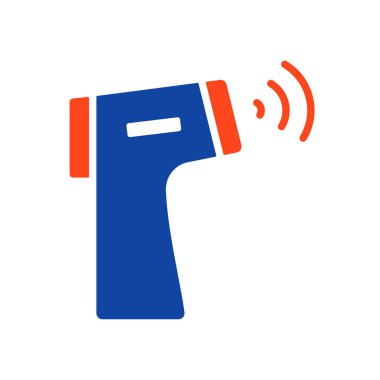 Temassız kızılötesi termometre vektör sembolü. İlaç ve tıbbi destek işareti. Tıbbi web sitesi ve uygulama tasarımı için grafik sembolü, logo, uygulama, UI