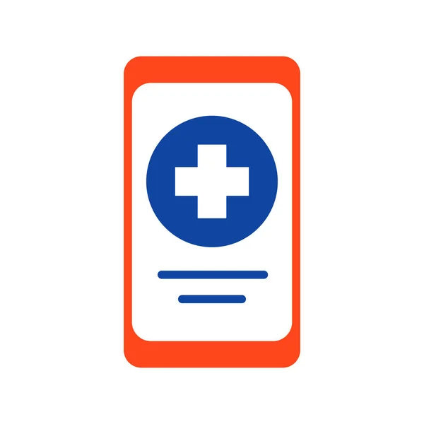 Smartphone Con Icono Glifo Vector Cruzado Médico Signo Medicina Apoyo — Vector de stock