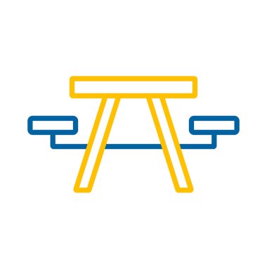 Kamp masası ahşap park vektör ikonu. Seyahat ve turizm web sitesi ve uygulama tasarımı, logo, uygulama, UI için grafik sembolü