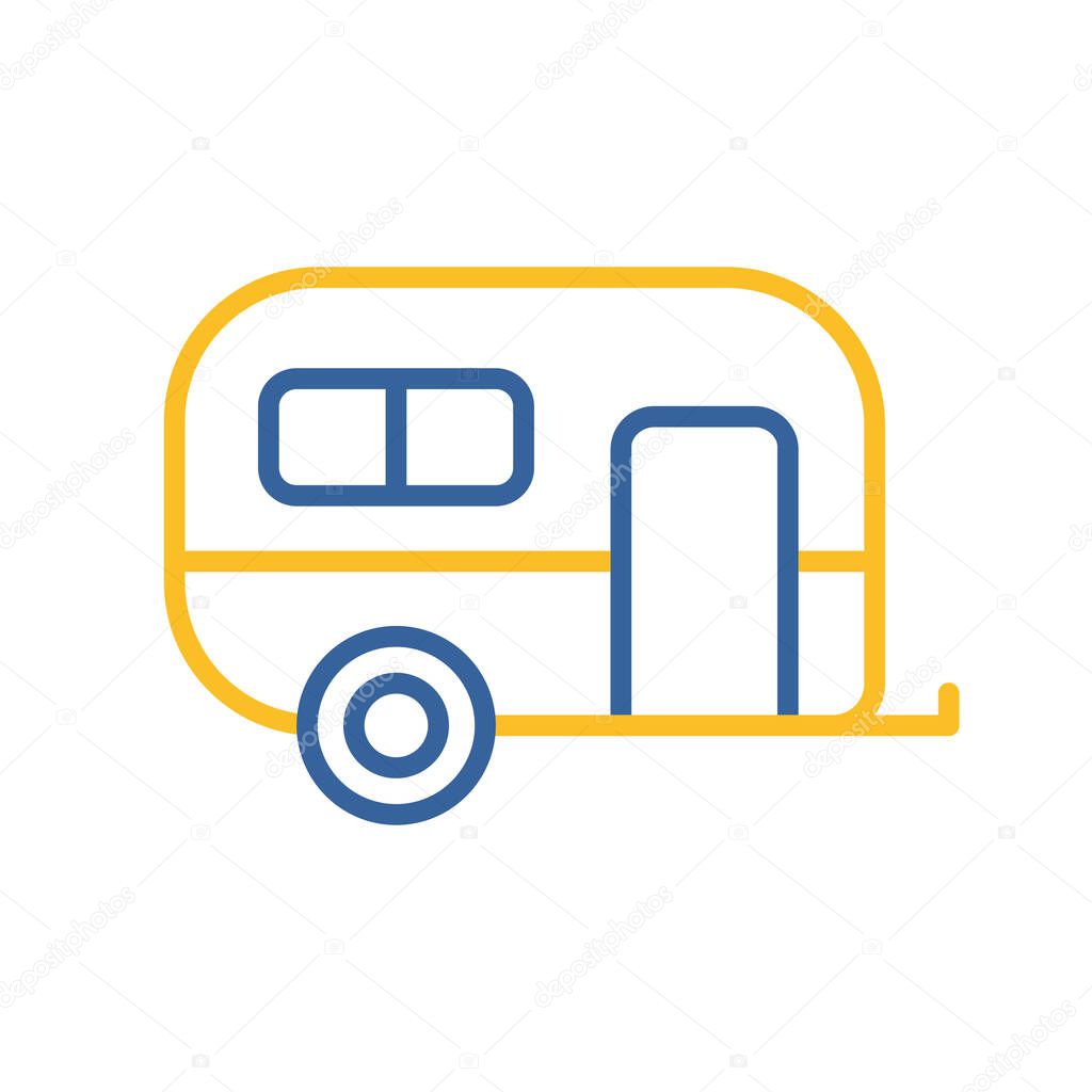 Caravan trailer vector icon. Camping sign. Graph symbol for travel and tourism web site and apps design, logo, app, UI