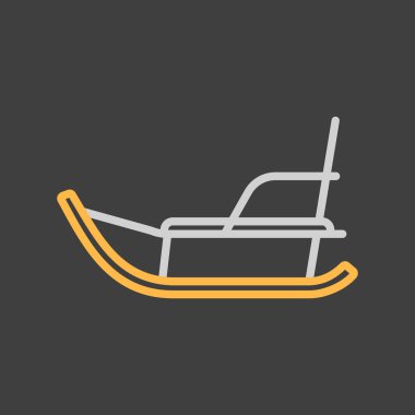 Kışlık kızak vektör simgesi koyu arkaplanda. Kış işareti. Seyahat ve turizm web sitesi ve uygulama tasarımı, logo, uygulama, UI için grafik sembolü
