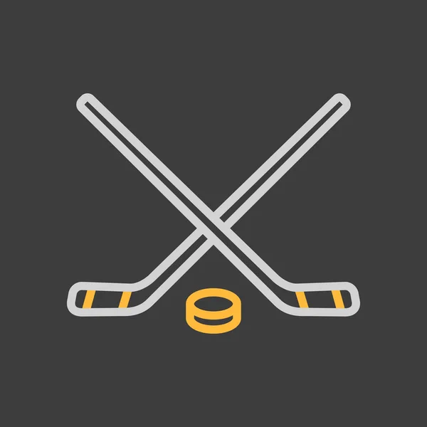 Ice Hockey Sticks Puck Vetor Ícone Fundo Escuro Sinal Inverno — Vetor de Stock