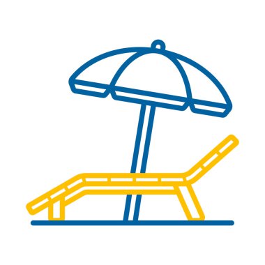 Lounger Beach Sunbed sandalye düz vektör ikonu. Yaz tabelası. Seyahat ve turizm web sitesi ve uygulama tasarımı, logo, uygulama, UI için grafik sembolü