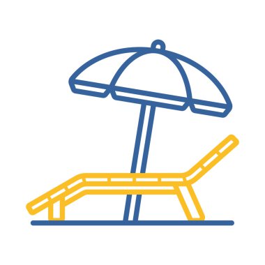 Lounger Beach Sunbed sandalye düz vektör ikonu. Yaz tabelası. Seyahat ve turizm web sitesi ve uygulama tasarımı, logo, uygulama, UI için grafik sembolü