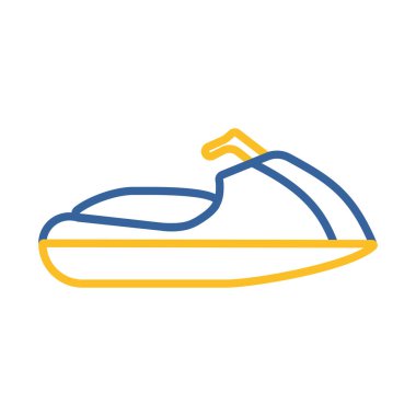 Hızlı su motoru ve tekne, lüks tekne, su sporları vektör ikonu. Seyahat ve turizm web sitesi ve uygulama tasarımı için grafik sembolü, UI