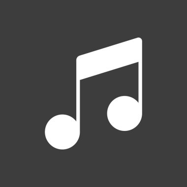 Koyu arkaplandaki müzik notası vektör simgesi. Müzik ve ses web sitesi için grafik sembolü ve uygulama tasarımı, logo, uygulama, UI