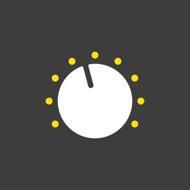 Koyu arkaplanda Cilt düğmesi vektör simgesi. Müzik işareti. Müzik ve ses web sitesi için grafik sembolü ve uygulama tasarımı, logo, uygulama, UI