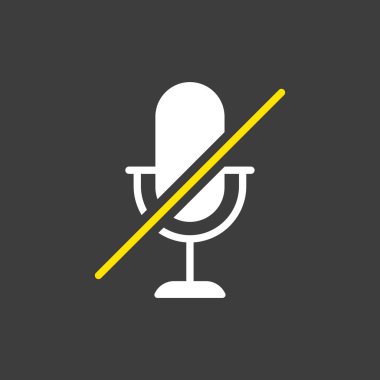 Mikrofon, karanlık arka planda mikrofon sessiz vektör simgesi. Müzik işareti. Müzik ve ses web sitesi için grafik sembolü ve uygulama tasarımı, logo, uygulama, UI