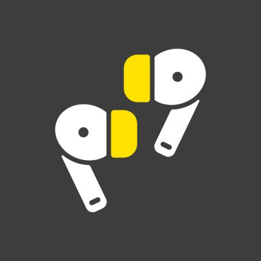 Koyu arkaplanda kablosuz kulaklık vektör sembol. Müzik ve ses web sitesi için grafik sembolü ve uygulama tasarımı, logo, uygulama, UI