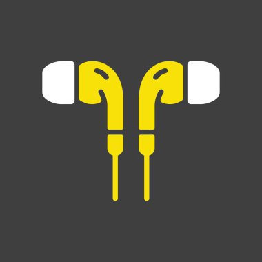 Kulaklık vektör simgesi koyu arkaplanda. Müzik işareti. Müzik ve ses web sitesi için grafik sembolü ve uygulama tasarımı, logo, uygulama, UI