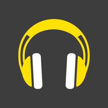 Kulaklık vektör simgesi koyu arkaplanda. Müzik işareti. Müzik ve ses web sitesi için grafik sembolü ve uygulama tasarımı, logo, uygulama, UI